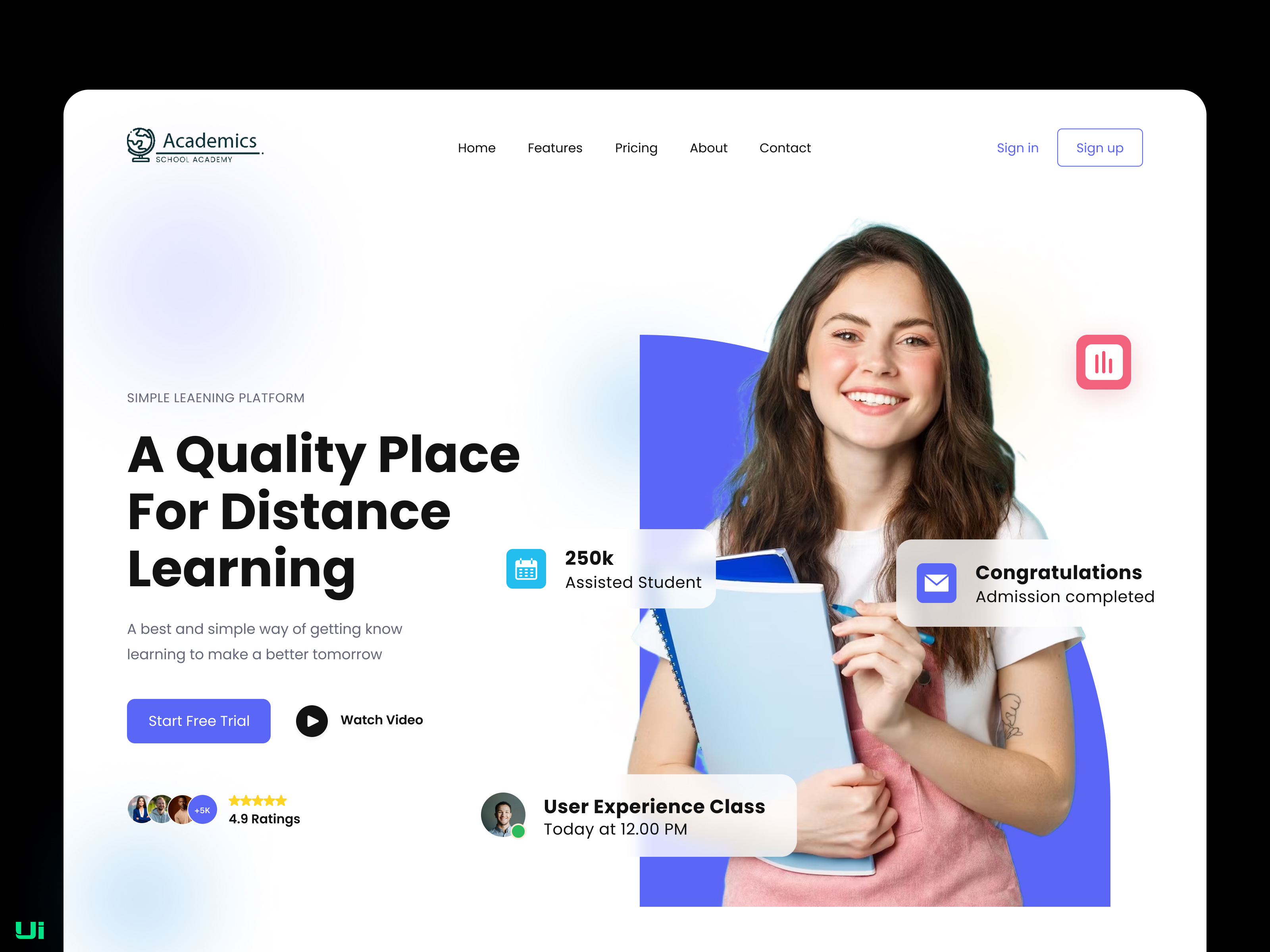 online learning website ui design